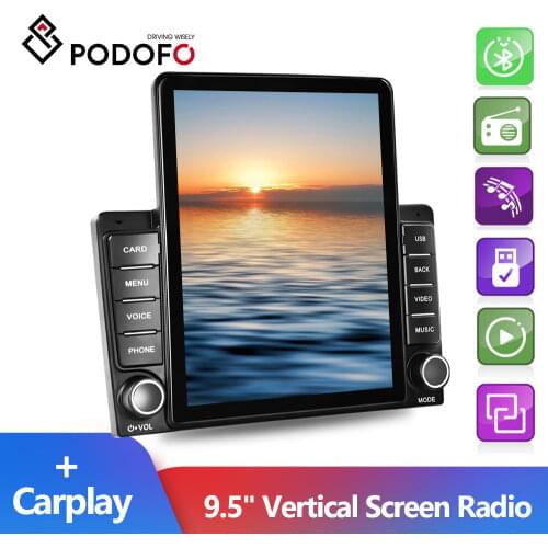 Podofo 2Din Car Stereo Radio 9.5" Vertical Screen Audio Multimedia MP5 Player Suppport Carplay AHD Camera Car Radio Autoradio