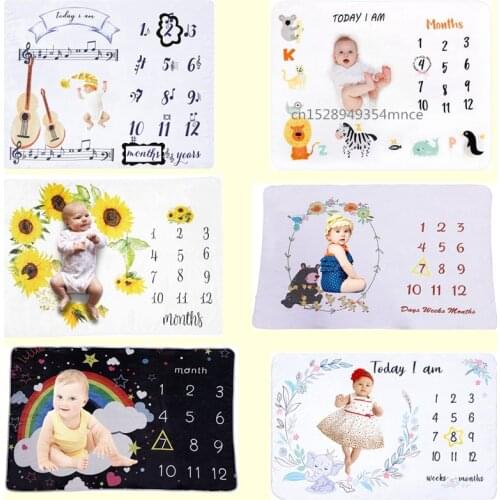 Baby Soft Flannel Photography Monthly Photo Newborn Children Milestone Blanket