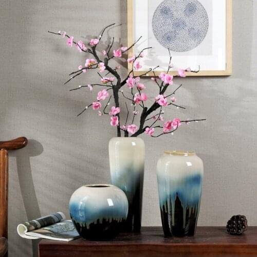 Home Simple Elegant Classic Ceramic Dried Flower Vase for Office Living Room Table Desk Desktop Decorative