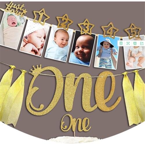 Its A Boy Girl Baby Newborn Shower Banner Party Decorations 1st Birthday Pompom 1 Year One Newborn Baby Shower Photo booth Props