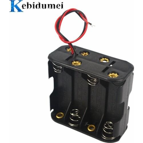 Kebidumei NEW 12 Volt 12V Battery Clip Slot Storage Holder Box Case 8 AA Batteries Stack 6 Leads Wire