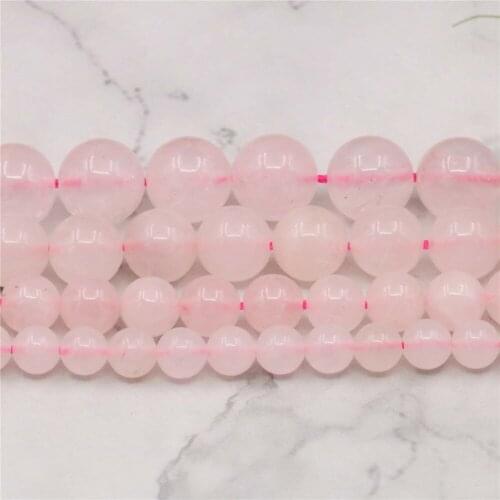 6 8 10 12mm Round Pink Crystal Jades Loose Beads DIY Chalcedony Jaspers Natural Stone Women Girl Fashion Jewelry Making Design