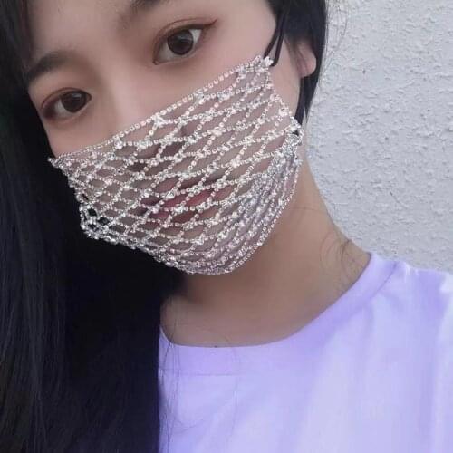 Masquerade masks Rhinestone Pearl Face Mask Decorations for Women Bling Elasticity Crystal Cover Face Jewelry Cosplay Decor Part