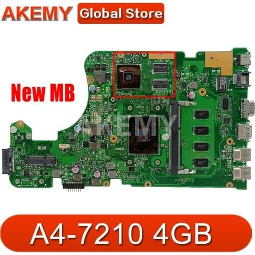Akemy X555YI Motherboard A4-7210 4GB RAM R5-M320 2GB For ASUS X555D A555D X555DG X555YI Laptop MainBoard X555DG MainBoard