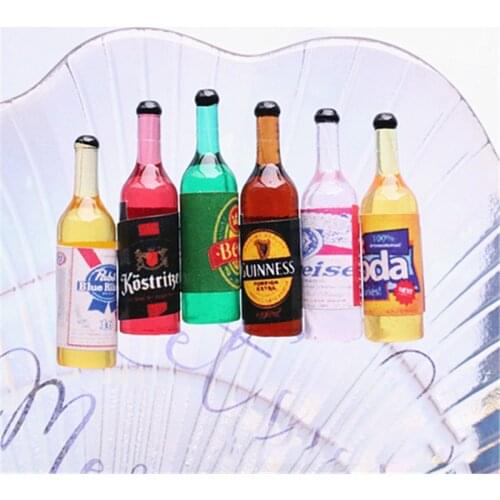 10Pcs SImulation Mini Beer Bottle Flat back Resin Cabochon Fit Phone Deco Parts DIY Embellishments Hair Bows Center Craft