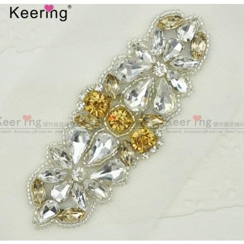 Fashion Pretty Sparkling Crystal Rhinestone Applique For Bridal Sash WRA-931