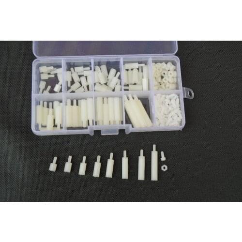 M2.5 Nylon Hex Male Female Standoff PillarMount Threaded PCB Hexagon Motherboard Spacer Bolt Screw White Nut Set Assortment Kit