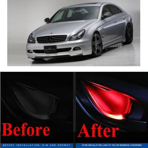 4pc CF style stickers on cars interior inside door handle atmosphere lamp for mercedes c219 w219 w210 w211 w212 s211 a207 c207