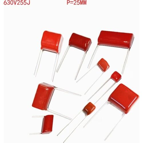 New 20PCS CBB22 630V255J 2.5UF Pitch 25mm 630V 255J CBB Polypropylene Film Capacitor