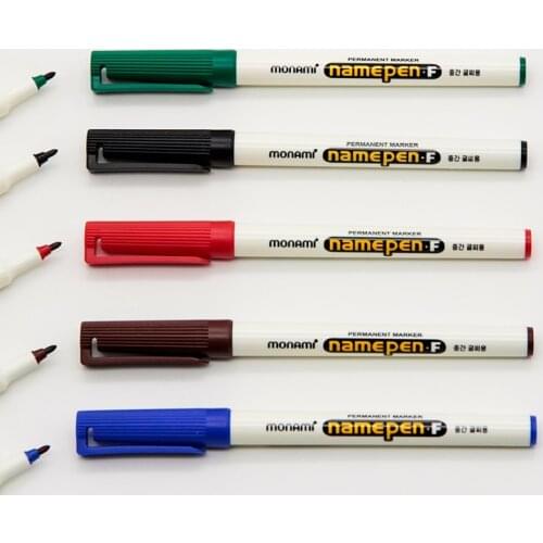 Retro Name Pen F, Black Red Color 1mm Fine Permanent Marker Pens for Fabric Plastic Signature Namepen DIY Drawing School E6582