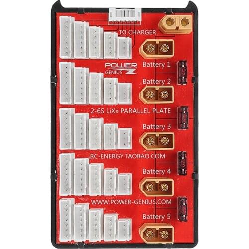 Power Genius PG Parallel Charging Board Supports 5 Packs of 2-6S Lipo Battery XT60 Plug For RC Models Multicopter Drone