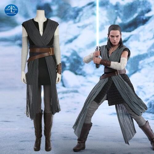 Movie The Last Jedi Grey Rey Costume Women Adult Halloween Costumes For Women Rey Cosplay Costume Full Set With Boots