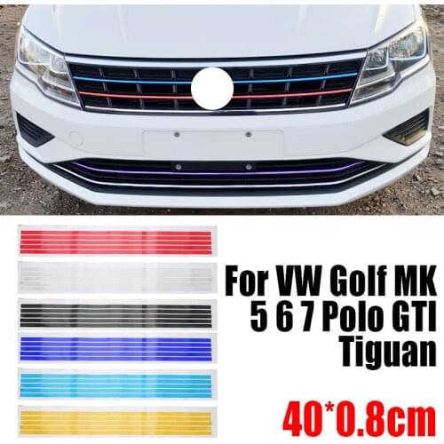 0.8*40cm Front Grille Reflective Stripe Sticker Car Styling Lavida Magotan Sagitar Line Tape Tiguan For VW Golf Red Blue Yellow