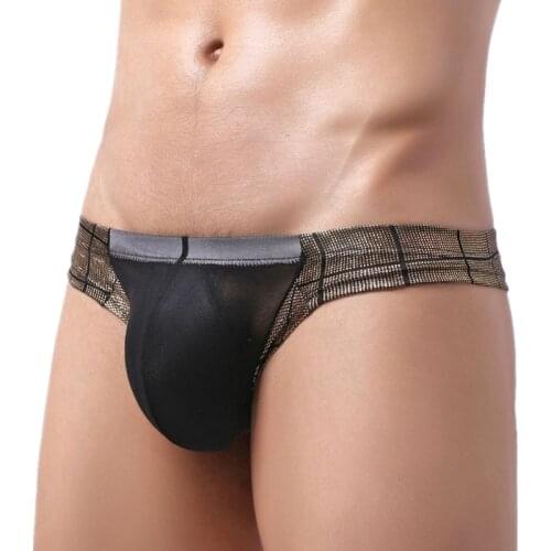 Sexy Mens Briefs Underwear Gay Faux Leather Panties Man Transparent Mesh Pouch Underpants Male Bikini Slip ropa interior homme