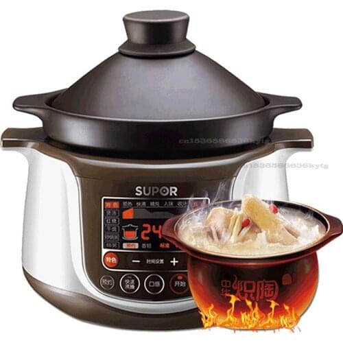 220V,4L Smart Electric Slow Cooker Rice Cooker Ceramics Stew Soup Porridge Health Timer Control Baby Food Purple casserole