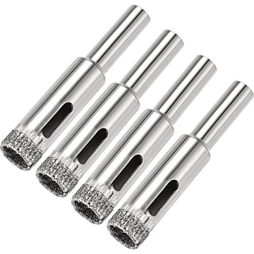 Uxcell 4pcs 10mm Diamond Drill Bit Hole Saw for Tile Glass Marble Granite Fiberglass Ceramic Tool Silver Tone
