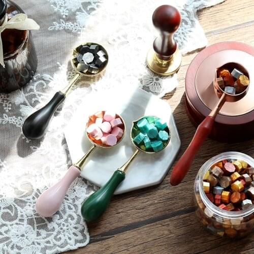 Vintage Wax Spoon Sealing Wax Seal Stamp Beads for Envelope Wedding Sealing Wax Stamp Wooden Handle Spoon Craft
