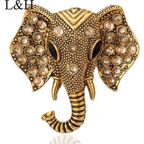 Vintage Luxury Gold Silver Color Rhinestone Elephant Brooches Pins Women Fashion Jewelry Scarf Clip Corsage Brand Bijoux Brooch