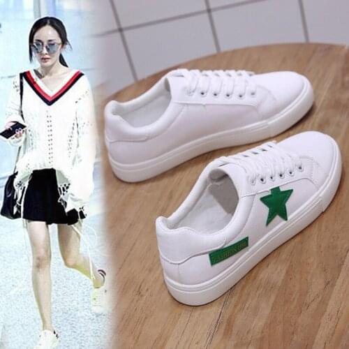 Foreign Trade Wholesale Korean-Style New Style White Shoes Female Sporty Five-Pointed Star Lace-up Breathable Shoes Leisure Stud