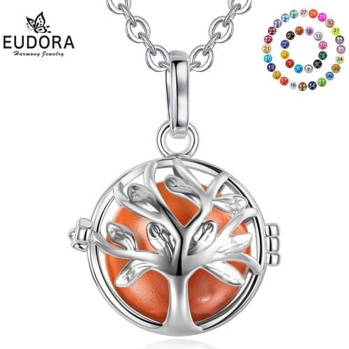 Eudora 20mm fashion Tree of life Cage Harmony Ball Chime Bell Pendant Angel Caller Bola Necklace for Baby Pregnancy Jewelry H214