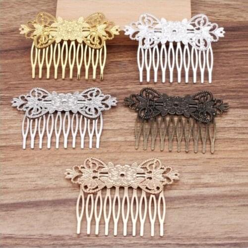 1pcs 76x55mm Flower-Shaped Hairpins Hair Sticks 10 Teeth Comb Hair Hairpin Needle Headwea Jewelry Findings DIY Hair Accessories