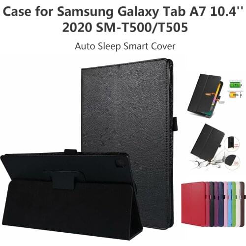 Protective Case for Samsung Galaxy Tab A7 10.4'' 2020 SM-T500/T505 Auto Sleep Smart Cover PU Hard Protector Waterproof Anti-fall