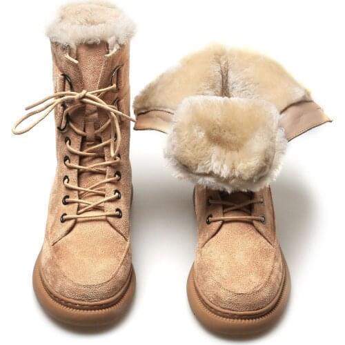 Womens Snow Boots Womens Short Tube Thick Velvet Warmth Large Cotton Lace-up Size Size Mid Tube Womens Boots