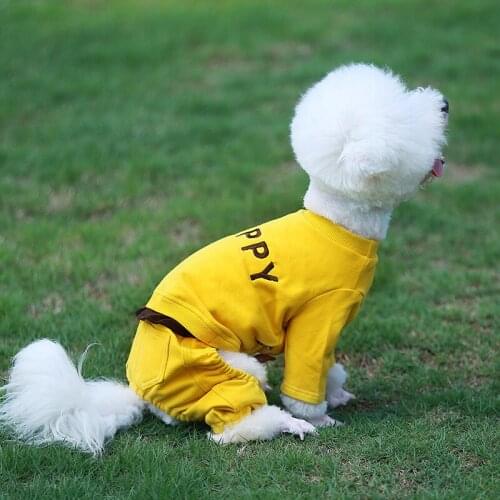 Winter Dog Hoodies Clothes Happy Time Sweatshirt Dog Sport Shirt for Small Dogs Puppy Cat Costumes French Bulldog Coat Apparel