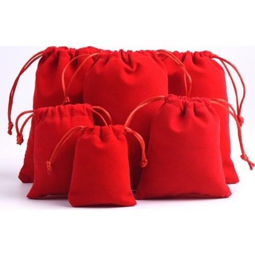 10Pcs Xmas Jewelry Bags Velvet Drawstring Pouch Gift Wrap Bags Small
