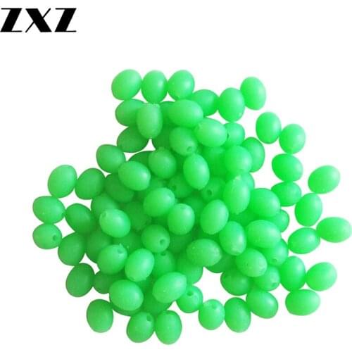 200pcs/lot Green Luminous Beads Green Large Soft Rubber Oval Fishing Space Beans Round Float Sea Fishing Tackle Lure Accessories