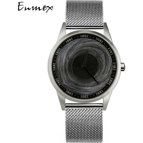 2021 Enmex design wristwatch 3D Black Hole creative design stainless steel case Oil Painting face fashion quartz clock watch