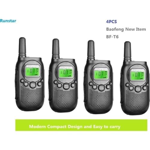 4pcs Baofeng BF-T6 Mini Wiress Walkie Talkie VOX Alarm UHF Handheld Two Way Radio Communicator Transceiver For hotel barbers
