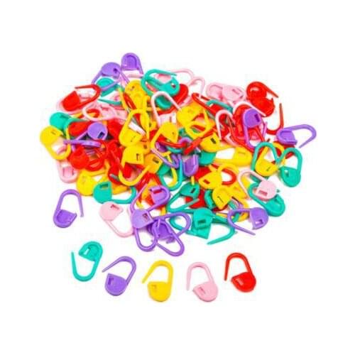 50PC Colorful Safety Pins Locking Stitch Marker Lock Pins Plastic Ring Marker for Knitting Locking Tool Decor Craft