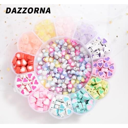 520Pcs/Box Mixed Heart/Star Shape Polymer Clay Spacer Loose Beads For DIY Necklace Bracelet Earring Jewelry Findings Making