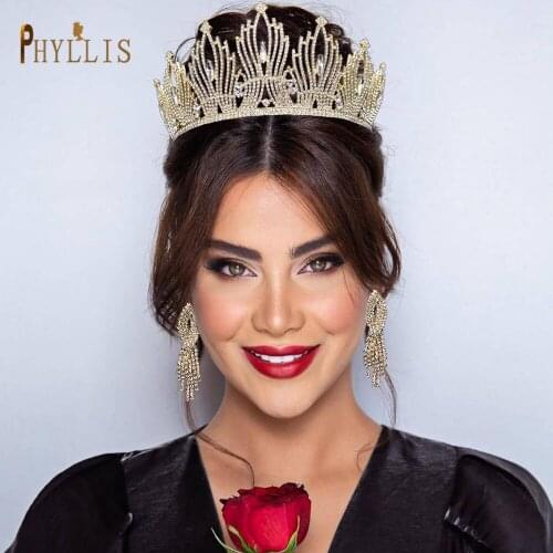 A247 Luxury Bride Crown Wedding Headwear Necklace Earring Crystal Tiara Princess Birthday Party Headband Bridal Hair Jewelry Set