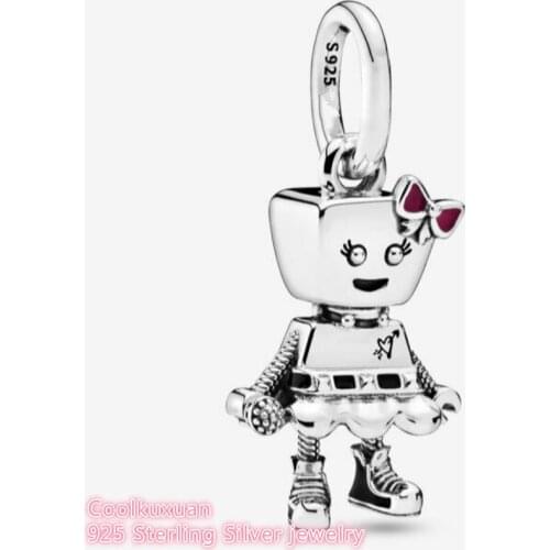 Autumn Original 100% 925 Sterling Silver Bella Bot Punk Band Dangle Charm beads Fits Brand bracelets Jewelry Making