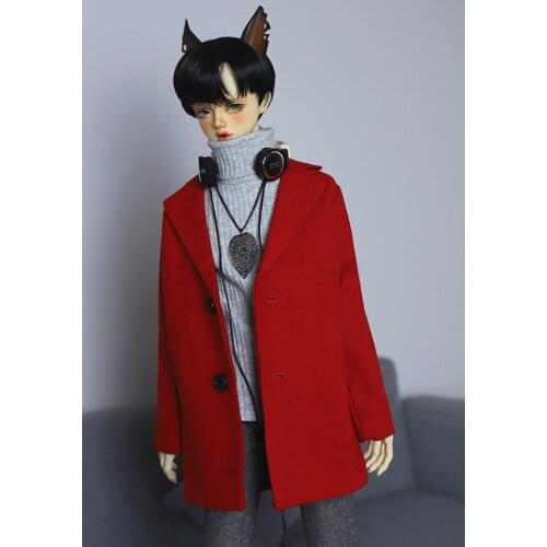 D01-P396 children handmade toy 1/4 1/3 uncle Doll clothes BJD/SD doll Red woolen classic coat 1pcs
