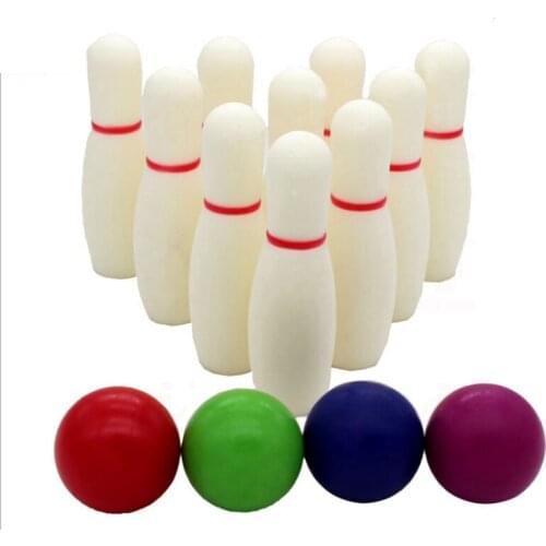 Childrens Bowling Toy Set with 10 Bowling Pins 4 Balls Bowling Set Skittles Table Game Toys Parent-Child Table Game