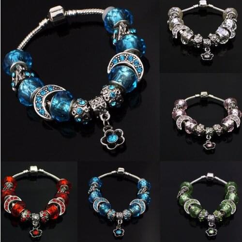 DIY Jewelry 2017 Women Making Snake Chain Bracelet Bangles Crystal Murano Glass Metal Beads Charm Friendship Bridemaid Bracelets