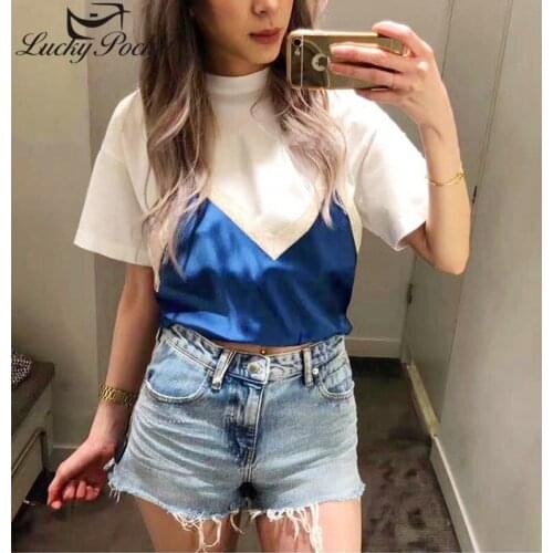 Women Spring Summer Fashion New Slim Lace Cotton Crop T-Shirt Female Loose White Tees Ladies High Quality Brand Casual Top ML179