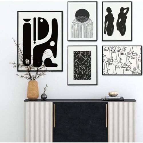 Modern Abstract Geometric Line Leaves Figure Wall Art Print Canvas Painting Nordic Poster Decoration Pictures For Living Room