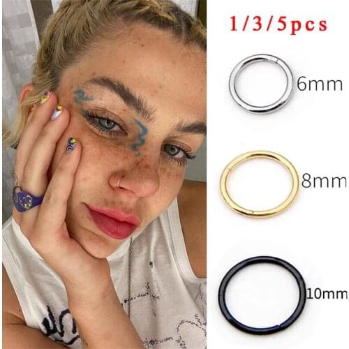 1/3/5Pcs Nose Ring Clips Septum Ring Hoop Cartilage Tragus Helix Tiny Piercing Nose Rings For Women Body Jewelry Accessories