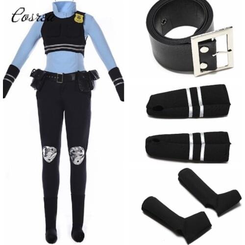 Adult Women Costume Judi Cosplay Blue Uniform Suit Officer Police Costume