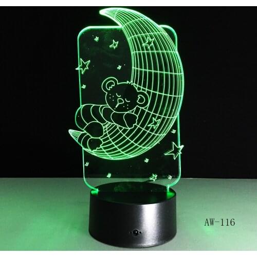Creative Moon LED Night Light For Children Baby Kids Bedside Lamp Multi color Acrylic Touch Sensor Control Lamp Drop AW-116