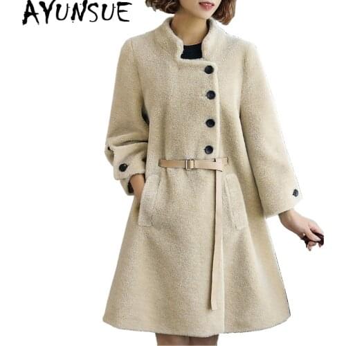 AYUNSUE Real Wool Jacket Female Sheep Shearing Fur Coats 2020 Korean Fashion Women Fur Coat Warm Winter Jackets Outwear 213