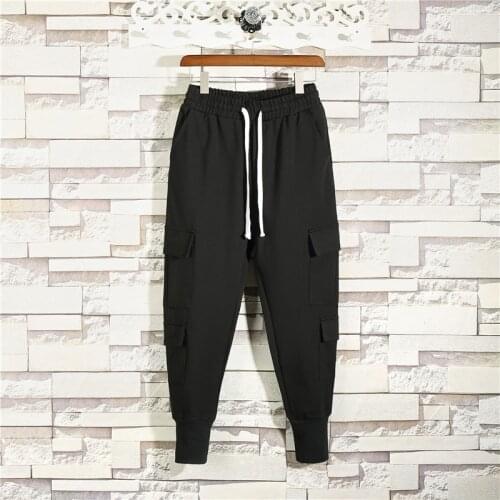 Mens new fashion brand Leggings large black versatile Capris Korean hip hop Japanese knickerbockers