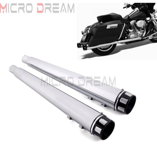 2pcs Motorcycle Chrome 29'' Slip-On Mufflers Exhaust Pipes For Harley Touring Road King Electra Street Road Glide 1995-2017