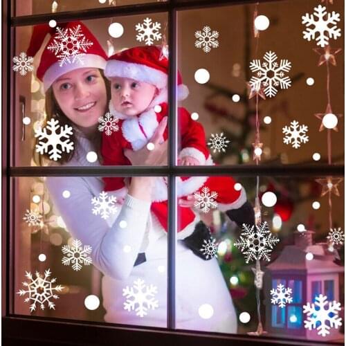37pcs/set Christmas Glitter Snowflake Clings Window Film Glass Sticker Static Decal DIY Home Decor