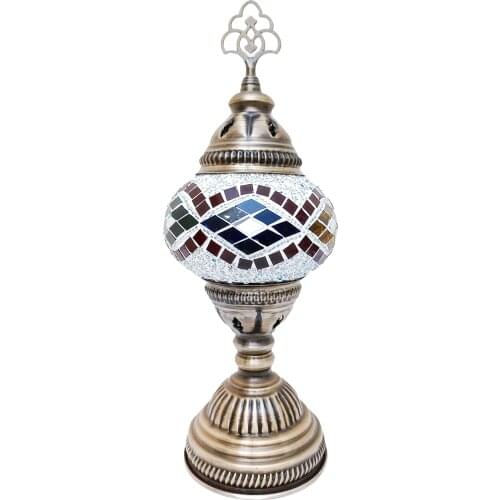No1 Ottoman Moroccan Style Authentic Diamond Mosaic Glass Table Desk Lamp for Home Decoration Room Decor Night Light