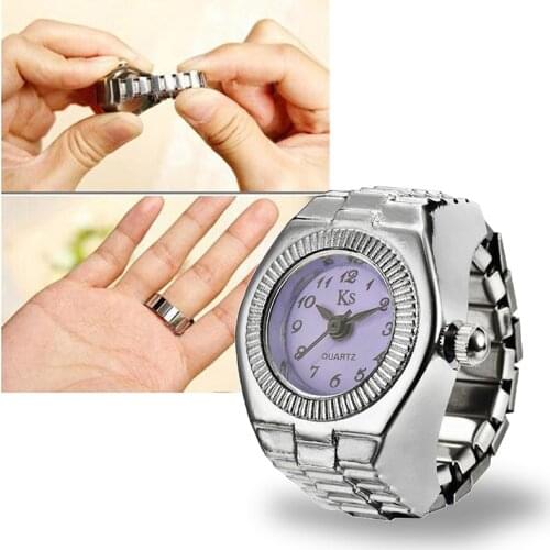 2021 New Individuality Vintage Punk Elastic Stretchy Quartz Watch Ring for Women